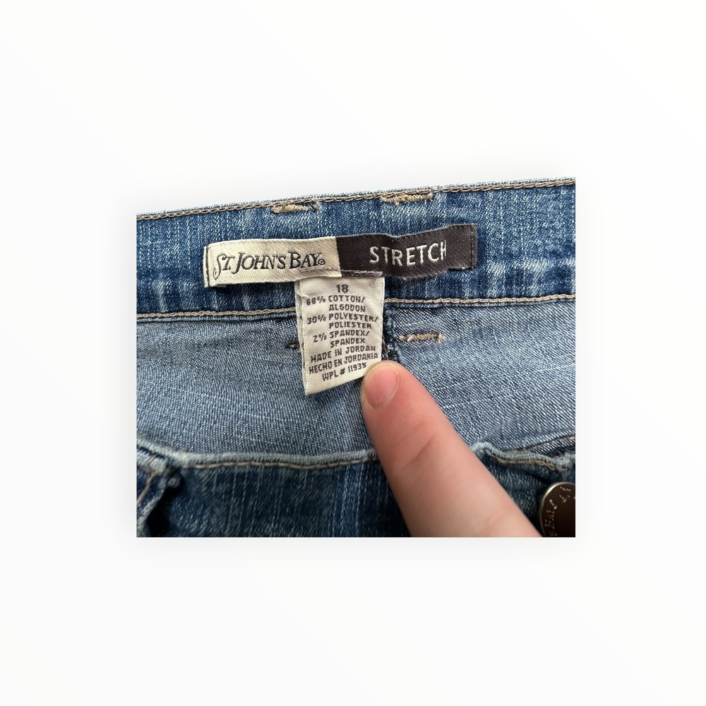 St. John's Bay Jeans Womens 18 Blue Stretch Straight Leg High Rise Denim Pants - Picture 4 of 12